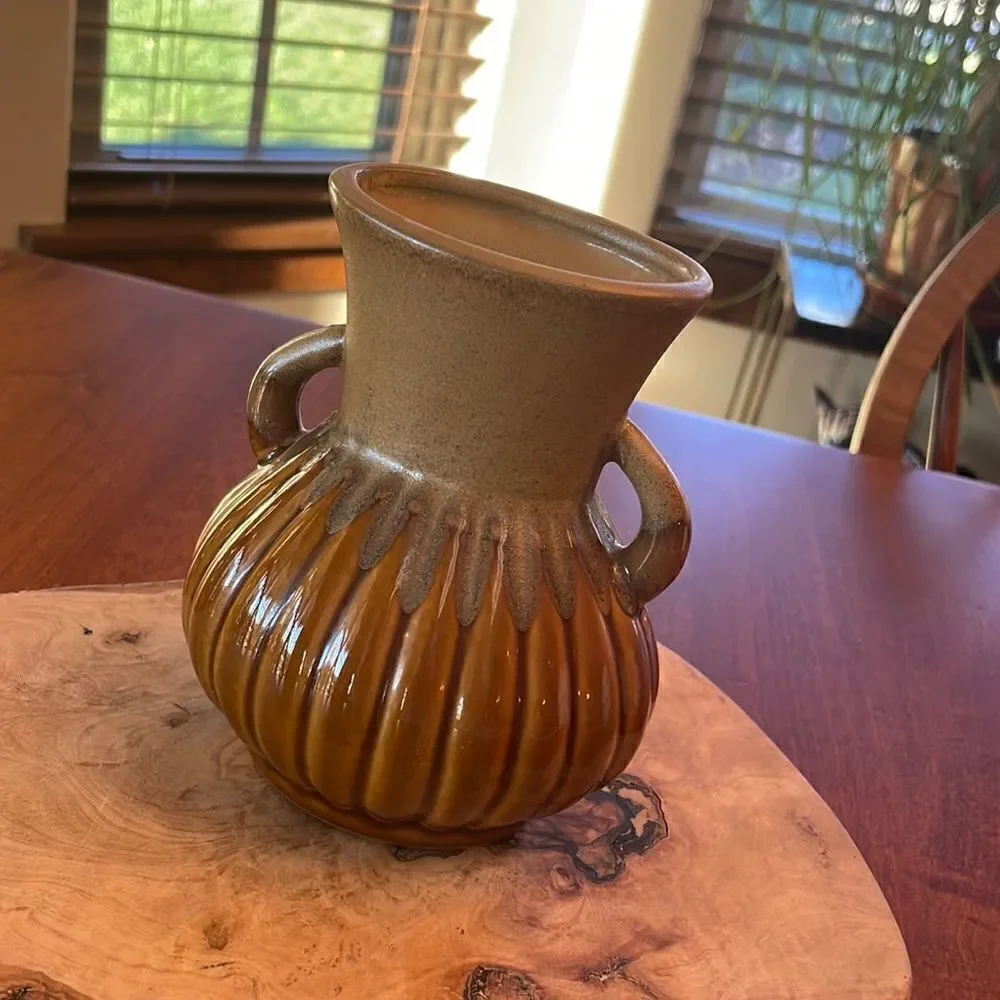 Vintage Napco Drip Glaze Double Handled Vase